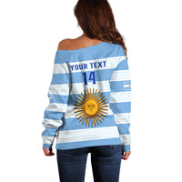 Personalised Argentina Rugby Off Shoulder Sweater Los Pumas 2023 Go Champions Unique Style - Wonder Print Shop