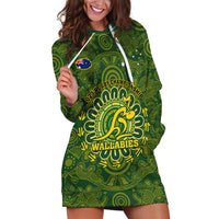 Personalised Australia Rugby Hoodie Dress Wallabies 2023 Go Champions Indigenous Art - Wonder Print Shop