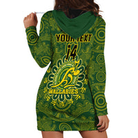 Personalised Australia Rugby Hoodie Dress Wallabies 2023 Go Champions Indigenous Art - Wonder Print Shop