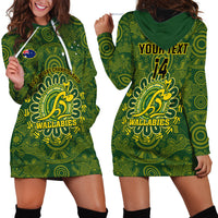 Personalised Australia Rugby Hoodie Dress Wallabies 2023 Go Champions Indigenous Art - Wonder Print Shop