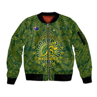 Personalised Australia Rugby Sleeve Zip Bomber Jacket Wallabies 2023 Go Champions Indigenous Art - Wonder Print Shop