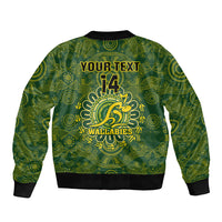 Personalised Australia Rugby Sleeve Zip Bomber Jacket Wallabies 2023 Go Champions Indigenous Art - Wonder Print Shop