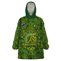 Personalised Australia Rugby Wearable Blanket Hoodie Wallabies 2023 Go Champions Indigenous Art - Wonder Print Shop