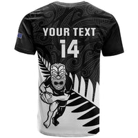 Personalised New Zealand Silver Fern Rugby T Shirt All Black Go Champions Maori Pattern LT14