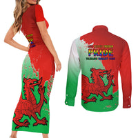 Pride Cymru Couples Matching Short Sleeve Bodycon Dress and Long Sleeve Button Shirts 2023 Wales LGBT With Welsh Red Dragon - Wonder Print Shop