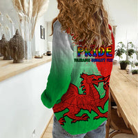 Pride Cymru Women Casual Shirt 2023 Wales LGBT With Welsh Red Dragon - Wonder Print Shop