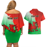 Custom Pride Cymru Couples Matching Off Shoulder Short Dress and Hawaiian Shirt 2023 Wales LGBT With Welsh Red Dragon - Wonder Print Shop