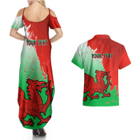 Custom Pride Cymru Couples Matching Summer Maxi Dress and Hawaiian Shirt 2023 Wales LGBT With Welsh Red Dragon - Wonder Print Shop