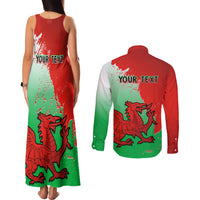 Custom Pride Cymru Couples Matching Tank Maxi Dress and Long Sleeve Button Shirts 2023 Wales LGBT With Welsh Red Dragon - Wonder Print Shop