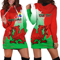 Custom Pride Cymru Hoodie Dress 2023 Wales LGBT With Welsh Red Dragon - Wonder Print Shop