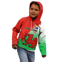 Custom Pride Cymru Kid Hoodie 2023 Wales LGBT With Welsh Red Dragon - Wonder Print Shop