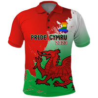 Custom Pride Cymru Polo Shirt 2023 Wales LGBT With Welsh Red Dragon - Wonder Print Shop