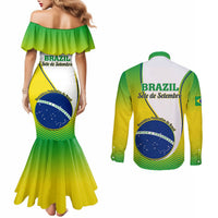 Green mermaid dress with Brazil Independence Day back print; long-sleeve button shirt back view