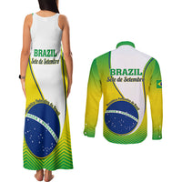 Brazil Couples Matching Tank Maxi Dress and Long Sleeve Button Shirts Sete de Setembro Happy Independence Day - Wonder Print Shop