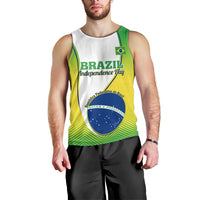 Men's sleeveless tank top with Brazil logo and Independence Day text, green/yellow print