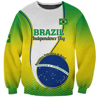 Brazil crewneck sweatshirt with green-yellow gradient and Independence Day graphic on front