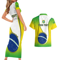 Brazil-themed matching bodycon dress and green Hawaiian shirt with YOUR TEXT
