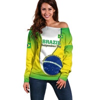 Custom Brazil Off Shoulder Sweater Sete de Setembro Happy Independence Day - Wonder Print Shop