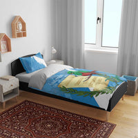 Guatemala Independence Day Bedding Set Coat Of Arms With Resplendent Quetzal Grunge Style - Wonder Print Shop