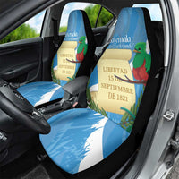 Guatemala Independence Day Car Seat Cover Coat Of Arms With Resplendent Quetzal Grunge Style - Wonder Print Shop