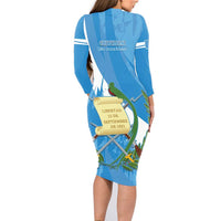 Guatemala Independence Day Family Matching Long Sleeve Bodycon Dress and Hawaiian Shirt Coat Of Arms With Resplendent Quetzal Grunge Style - Wonder Print Shop