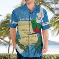 Guatemala Independence Day Hawaiian Shirt Coat Of Arms With Resplendent Quetzal Grunge Style - Wonder Print Shop
