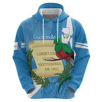 Guatemala Independence Day Hoodie Coat Of Arms With Resplendent Quetzal Grunge Style - Wonder Print Shop