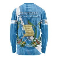Guatemala Independence Day Long Sleeve Shirt Coat Of Arms With Resplendent Quetzal Grunge Style - Wonder Print Shop