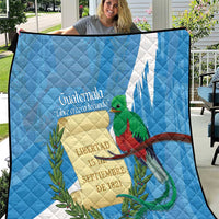 Guatemala Independence Day Quilt Coat Of Arms With Resplendent Quetzal Grunge Style - Wonder Print Shop