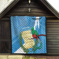 Guatemala Independence Day Quilt Coat Of Arms With Resplendent Quetzal Grunge Style - Wonder Print Shop