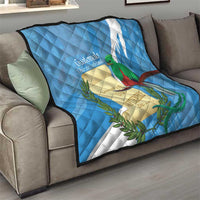 Guatemala Independence Day Quilt Coat Of Arms With Resplendent Quetzal Grunge Style - Wonder Print Shop