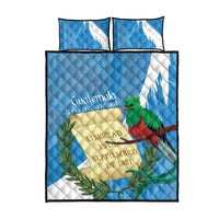 Guatemala Independence Day Quilt Bed Set Coat Of Arms With Resplendent Quetzal Grunge Style - Wonder Print Shop