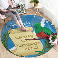 Guatemala Independence Day Round Carpet Coat Of Arms With Resplendent Quetzal Grunge Style