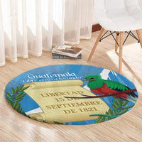 Guatemala Independence Day Round Carpet Coat Of Arms With Resplendent Quetzal Grunge Style
