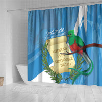 Guatemala Independence Day Shower Curtain Coat Of Arms With Resplendent Quetzal Grunge Style