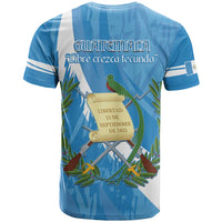 Guatemala Independence Day T Shirt Coat Of Arms With Resplendent Quetzal Grunge Style - Wonder Print Shop