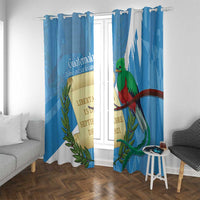 Guatemala Independence Day Window Curtain Coat Of Arms With Resplendent Quetzal Grunge Style - Wonder Print Shop