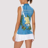 Guatemala Independence Day Women Sleeveless Polo Shirt Coat Of Arms With Resplendent Quetzal Grunge Style - Wonder Print Shop