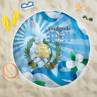 Guatemala Independence Day Beach Blanket Since 1821 Coat Of Arms With Tikal - Wonder Print Shop