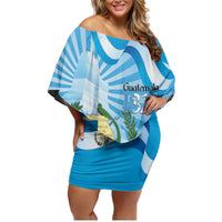 Guatemala Independence Day Family Matching Off Shoulder Short Dress and Hawaiian Shirt Since 1821 Coat Of Arms With Tikal - Wonder Print Shop