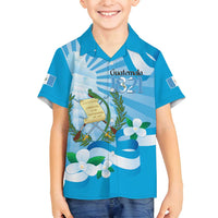 Guatemala Independence Day Family Matching Summer Maxi Dress and Hawaiian Shirt Since 1821 Coat Of Arms With Tikal - Wonder Print Shop
