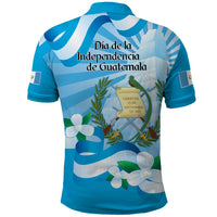 Guatemala Independence Day Polo Shirt Since 1821 Coat Of Arms With Tikal - Wonder Print Shop