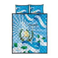 Guatemala Independence Day Quilt Bed Set Since 1821 Coat Of Arms With Tikal - Wonder Print Shop