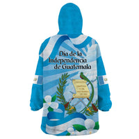 Guatemala Independence Day Wearable Blanket Hoodie Since 1821 Coat Of Arms With Tikal - Wonder Print Shop