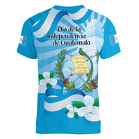 Guatemala Independence Day Women V-Neck T-Shirt Since 1821 Coat Of Arms With Tikal - Wonder Print Shop