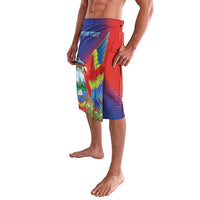 Personalized Costa Rica Independence Day Lavalava Scarlet Macaw Parrot With Coat Of Arms - Wonder Print Shop