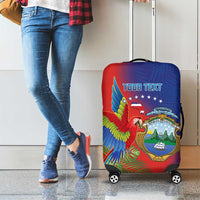 Personalized Costa Rica Independence Day Luggage Cover Scarlet Macaw Parrot With Coat Of Arms - Wonder Print Shop