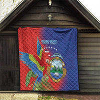 Personalized Costa Rica Independence Day Quilt Scarlet Macaw Parrot With Coat Of Arms - Wonder Print Shop