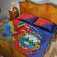 Personalized Costa Rica Independence Day Quilt Bed Set Scarlet Macaw Parrot With Coat Of Arms - Wonder Print Shop