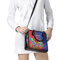 Personalized Costa Rica Independence Day Shoulder Handbag Scarlet Macaw Parrot With Coat Of Arms